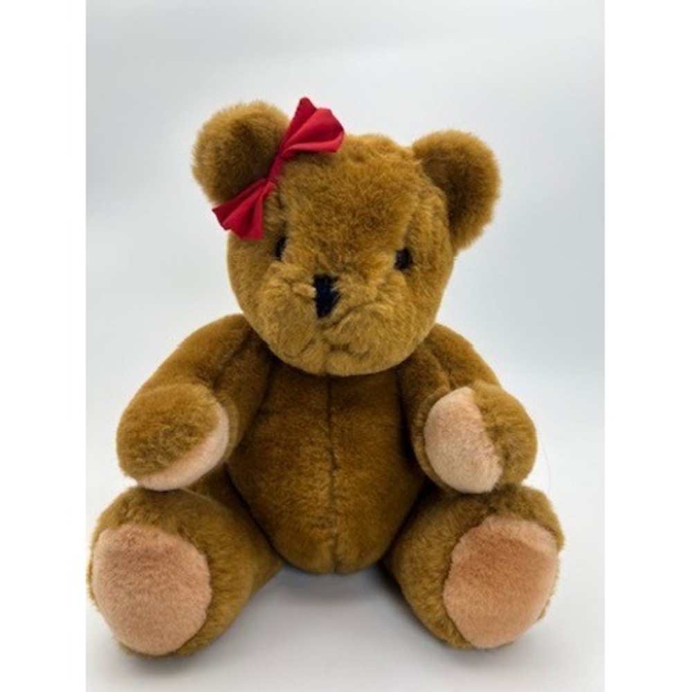 Vintage 1983 Carousel by Guy Brown Teddy Bear Red Bow Plush Stuffed Animal 11"